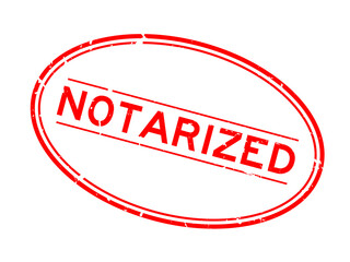 Grunge red notarized word oval rubber seal stamp on white background