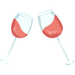 Two glasses of red wine for celebration of Valentine's day.