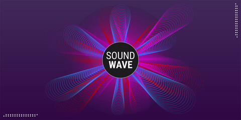 Abstract music background, wave line design in blue, purple, and red gradient colors. Suitable for posters, flyers, banners, advertising, websites, etc. Vector Illustration