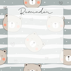 Printable notepad or sticky note for digital papers, journal and printable planners - Happy Cuddle Bear Planner Collection