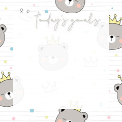 Printable notepad or sticky note for digital papers, journal and printable planners - Happy Cuddle Bear Planner Collection