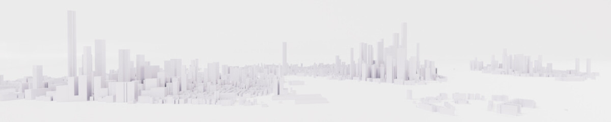 Naklejka premium Aerial view-futuristic landscape modern metropolis,architecture at night,smart city,control by technology wireless,3D render illustration,banner header panoramic,isolated white background,copy space