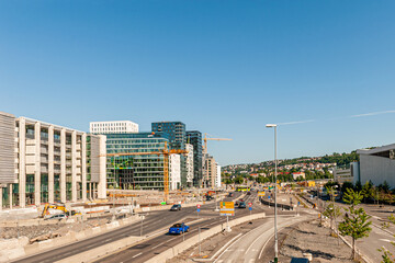 Obraz premium July 26, 2013. View of the streets of Oslo, Norway. The area of the Opera house. Central city street