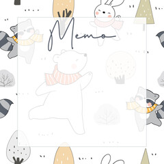 Printable notepad or sticky note for digital papers, journal and printable planners - Happy Cuddle Bear Planner Collection