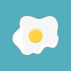 Top view of a fried, scrambled egg icon. Template for health theme. Breakfast flat design.