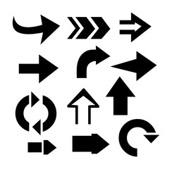 Arrows big black set icons. Arrow icon isolated on white background