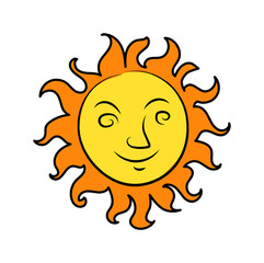Sun logo Vector, Cartoon Sun with face
