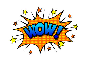 Wow Sound effect bust illustration