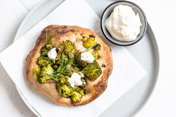 Focaccia bread with broccoli