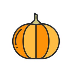 Ripe pumpkin flat icon isolated on white background.
