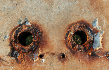 Old rusty textured metal surface. Conception of aging and decay