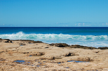 Ocean waves in Oahu, Honolulu, Hawaii