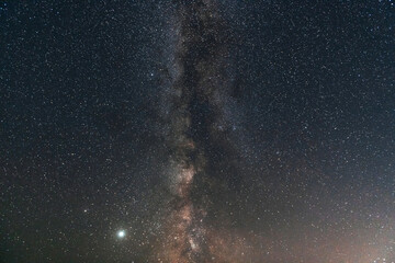 Fantastic view of night starry sky with mily way galaxy. Conception of space