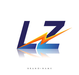 Letter LZ logo with Lightning icon, letter combination Power Energy Logo design for Creative Power ideas, web, business and company. - obrazy, fototapety, plakaty
