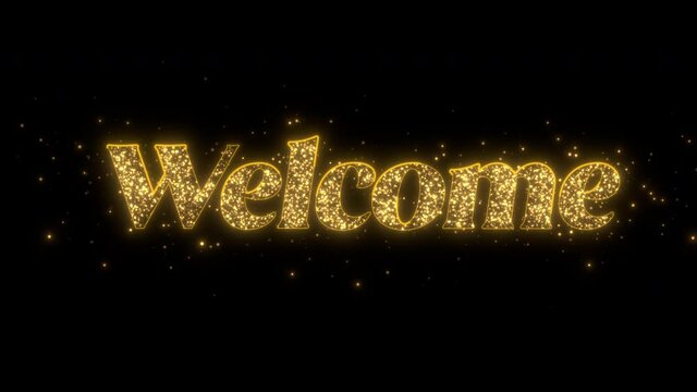 golden welcome text intro animation