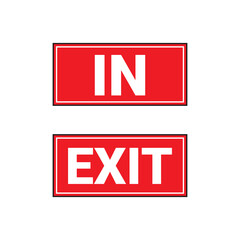 Sign in and exit used for directions in and out of the door or building isolated on white background.