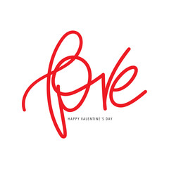 Love hand drawn lettering in  Valentines day isolated on  white background,Vector illustration EPS 10
