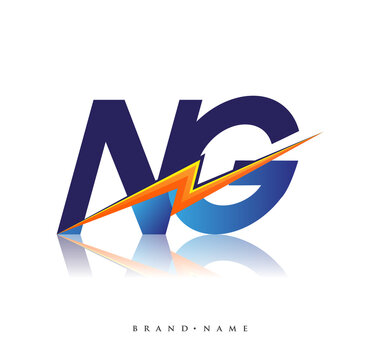 Letter NG logo with Lightning icon, letter combination Power Energy Logo design for Creative Power ideas, web, business and company.