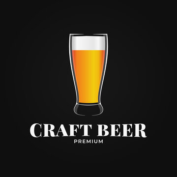 Beer glass logo. Craft beer on black background