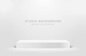 White platform or empty pedestal. Podium for product. Vector illustration