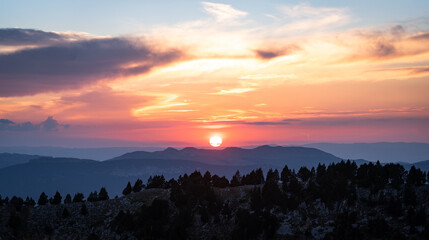 sunset in the mountains - Vercors, France