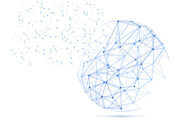 Global network concept. Technology connection background. World globe blockchain technology background connect dots and lines. Abstract concept. Digital network technology, vector background