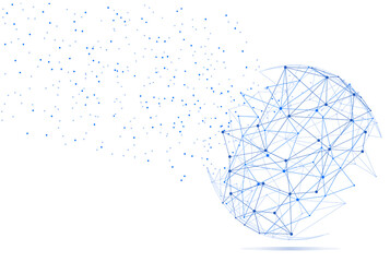 Global network concept. Technology connection background. World globe blockchain technology background connect dots and lines. Abstract concept. Digital network technology, vector background