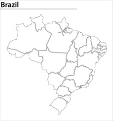 Brazil map illustration vector detailed Brazil map with all states