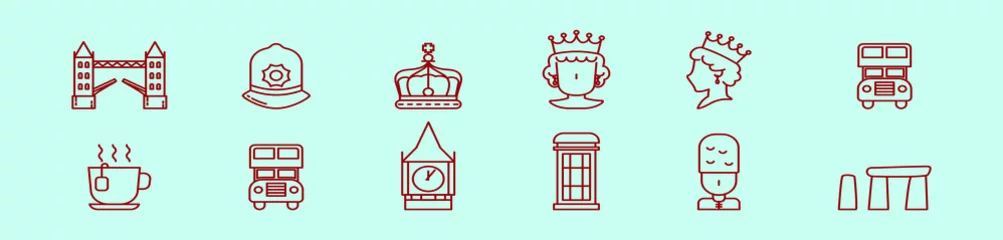 Fototapeten set of london cartoon icon design template with various models. vector illustration isolated on blue background © eny