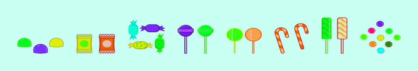 set of candies cartoon icon design template with various models. vector illustration isolated on blue background