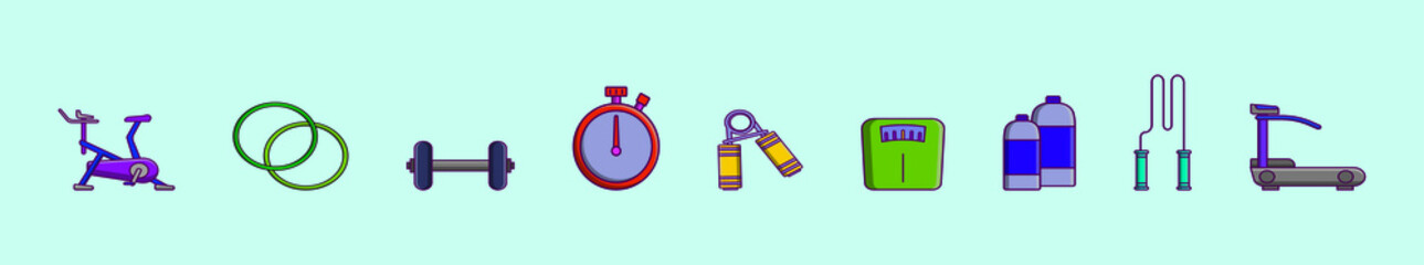 set of fitness cartoon icon design template with various models. vector illustration isolated on blue background