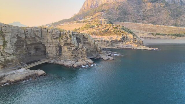 Counter-clockwise Aerial View of Yongmeori (Dragon's Head) Coast's Trail, Jeju.