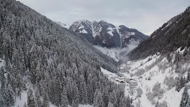 Aerial 4K - Vallunga in Tartano Valley in Valtellina, Italy