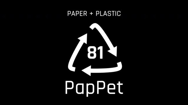 Paper and Plastic or papPet or number 81 Recycle Symbol Animation Seamless Loop