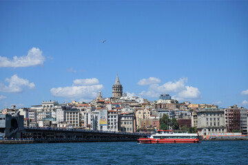 Fototapeta na wymiar Panoramic view of Galata Tower and Istanbul city - Landscape from old town in Istanbul, Turkey