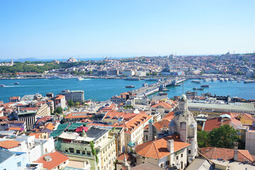 Naklejka na ściany i meble Wonderful aerial view of Istanbul city - Landscape from Galata Tower in Turkey