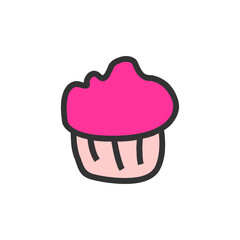 illustration of a cupcake, cupcake vector, cupcake doodle vector illustration
