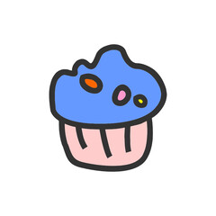 cupcake vector, cupcake doodle vector illustration