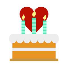 Cacke With Candles And Heart Icon