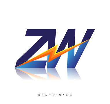 Letter ZW logo with Lightning icon, letter combination Power Energy Logo design for Creative Power ideas, web, business and company.
