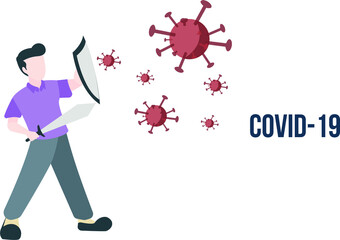 flat design of people against covid 19 virus