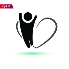 Happy people icon with love lines