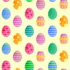 This is a seamless pattern of Easter eggs on a light background. Wrapping paper.