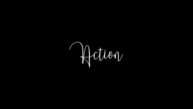 Action Animated Appearance Ripple Effect White Color Cursive Text on Black Background