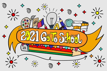 doodle colorful 2021 go to school