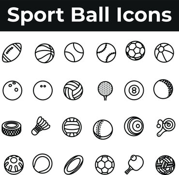 Sport ball game play icon set