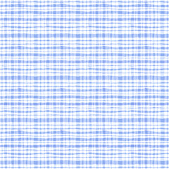 Seamless pattern with watercolor light blue plaid design.