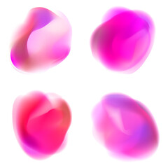 A set of gradient shapes . Pink bright energies . Modern abstract background texture. Template for the design. Isolated objects. Vector