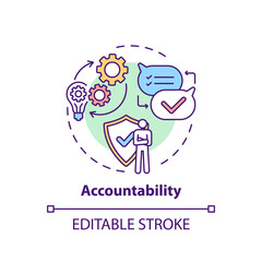 Accountability concept icon. Journalistic ethics standards idea thin line illustration. Responsibility for words and actions. Vector isolated outline RGB color drawing. Editable stroke