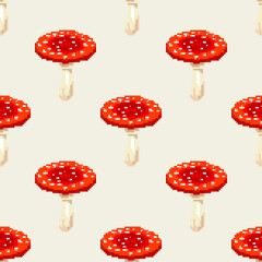 Pixel mushrooms. Pixel art 8 bit 
